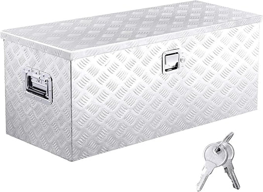 Upgraded Widest 39 Inch Aluminum Truck Tool Box, Heavy Duty Truck Bed Toolboxes with 2 PCS Keys, 39"Lx15"Wx14"H Tool Chest Storage Organizer for Truck Bed Storage,Trailers,Pickup,RV, All-Weather Use