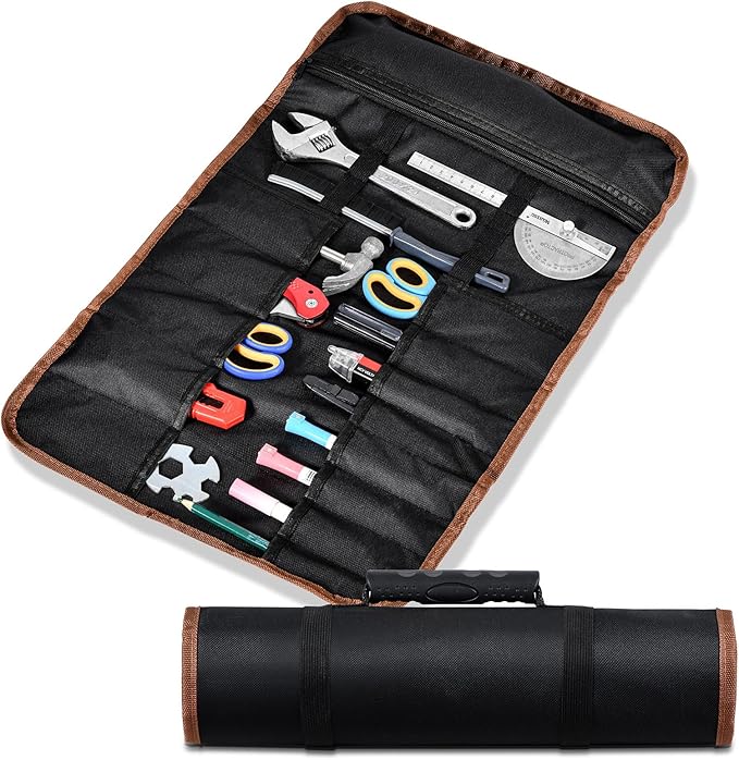 Roll Up Tool Bag, Roll Up Bag Tools Organizers with 22 Tool Pouches, Durable Portable Handy Tools Storage for Men Women, Perfect for Handyman, RV Owners, Dad Birthday or Father’s Day Gifts