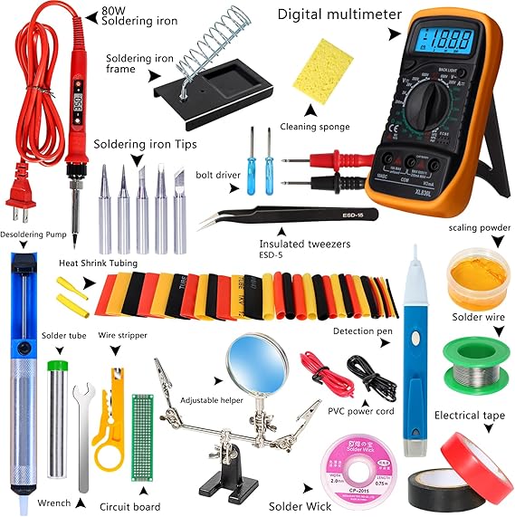 Soldering Iron Kit,80W LCD Digital Soldering Gun with Adjustable Temperature Controlled and Fast Heating Ceramic Thermostatic Design