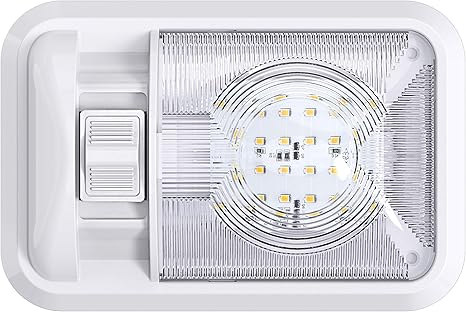 12V Led RV Ceiling Dome Light RV Interior Lighting for Trailer Camper with Switch, Single Dome 300LM