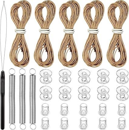 RV Pleaded Shade Repair Kit RV Window Shade Restring Kit Camper Window Stick Day Night Blind Repair Kits Eggshell Replacement Tool with Wire Restring (Brown)