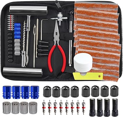 Tire Repair Kit, 68pcs Heavy Duty Tire Plug Kit, Universal Tire Repair Tools Flat Tire Puncture Repair for Car, Motorcycle, Truck, SUV, RV, ATV, Tractor, Trailer Fix Punctures and Plug Flats Patch Kit