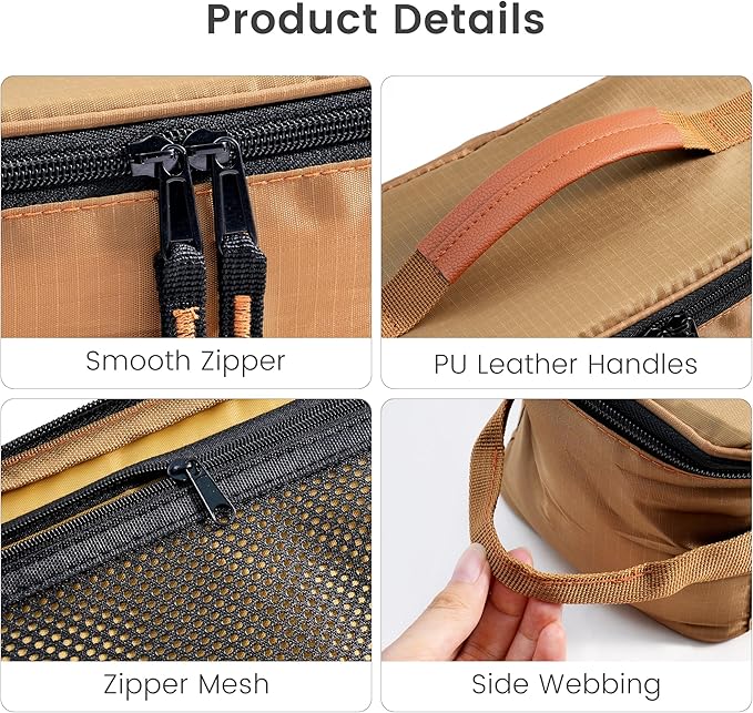 Waterproof Camping Cookware Organizer Bag, Portable Durable Utensil Pouch for Outdoor Cooking BBQ Grill Hiking Accessories, Compact Multi Compartment Storage for Spoons Chopsticks Stove Tools