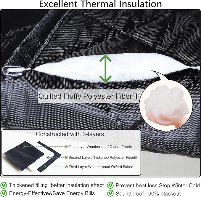 Upgraded Magnetic Thermal Insulated Door Curtain,Thicken Polyester Fiberfill & Thicker Oxford Fabric,Temporary Magnetic Screen Door,Folding Doors Insulation Cover,Window Insulation Kit for Winter