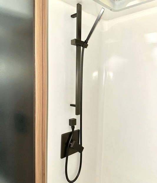2025 Upgraded Modern Minimalist Shower System | Square Handheld Shower with Adjustable Slide Bar & Thermostatic Control Valve