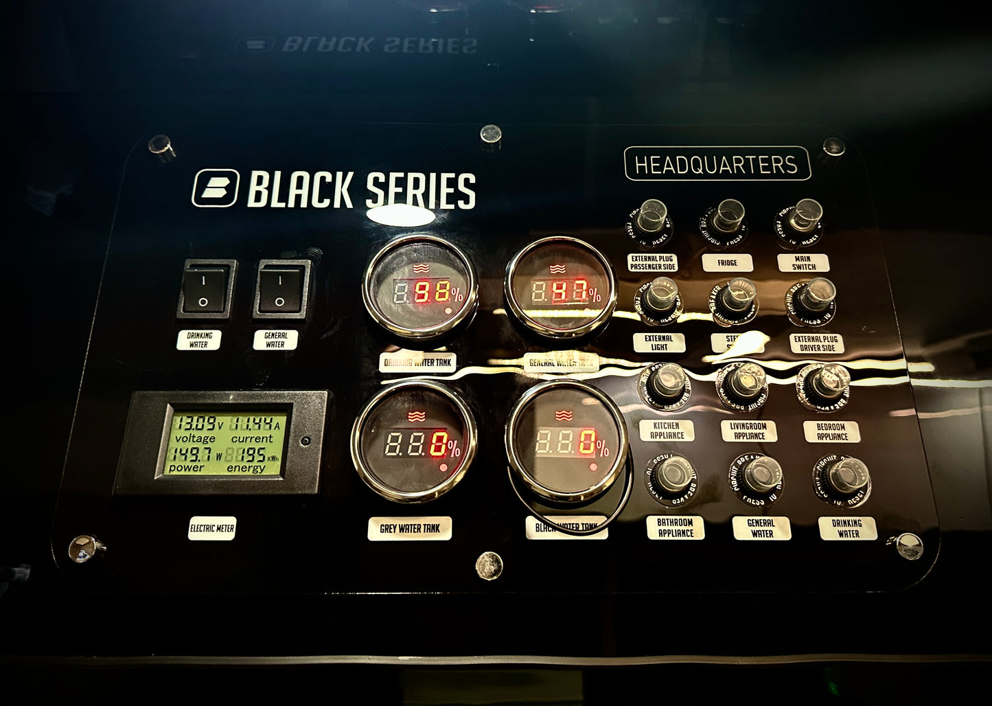 Black Series HQ Series RV Trailer Control Panel – OEM Water & Power Management