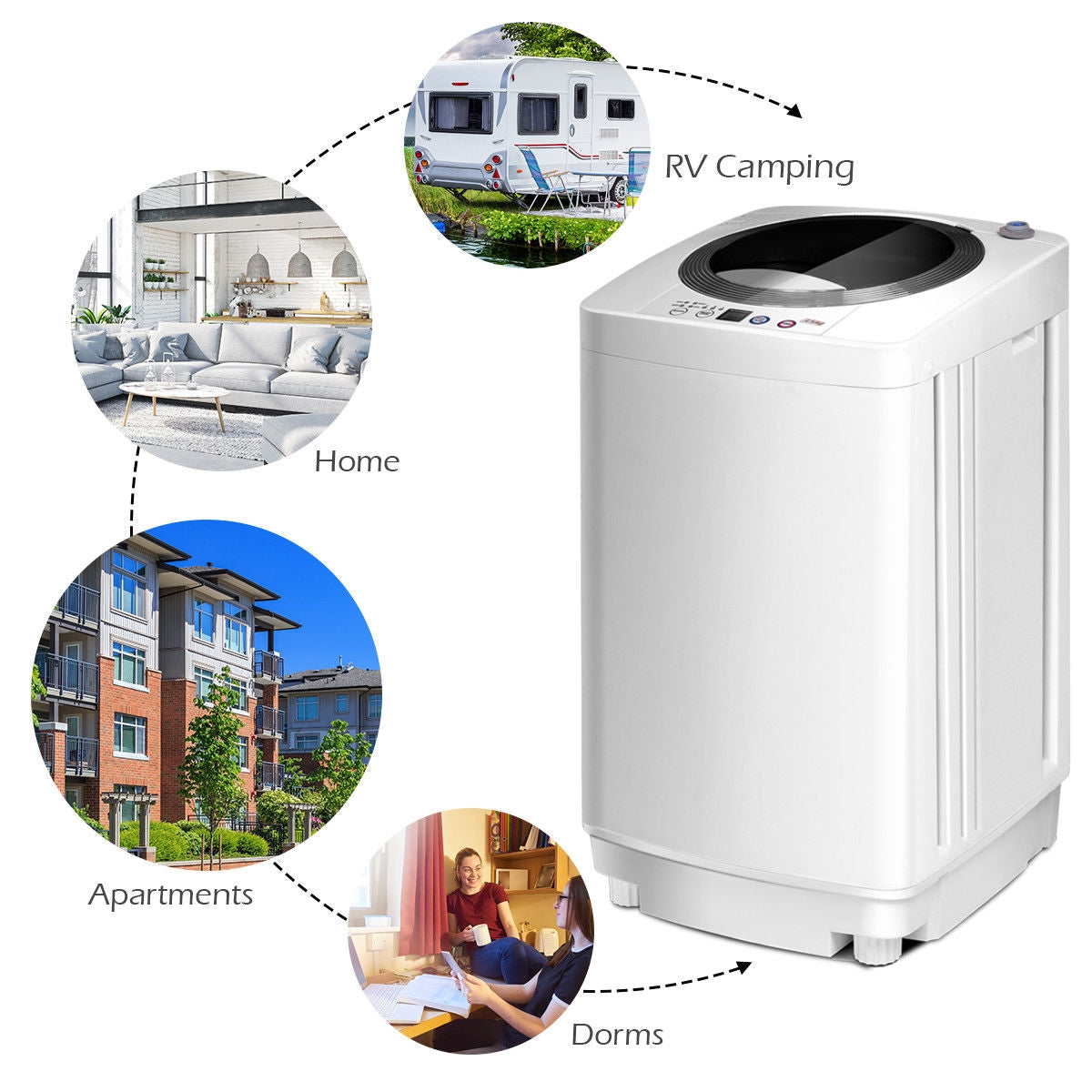 CostWay Portable 7.7 lbs Automatic Laundry Washing Machine with Drain Pump