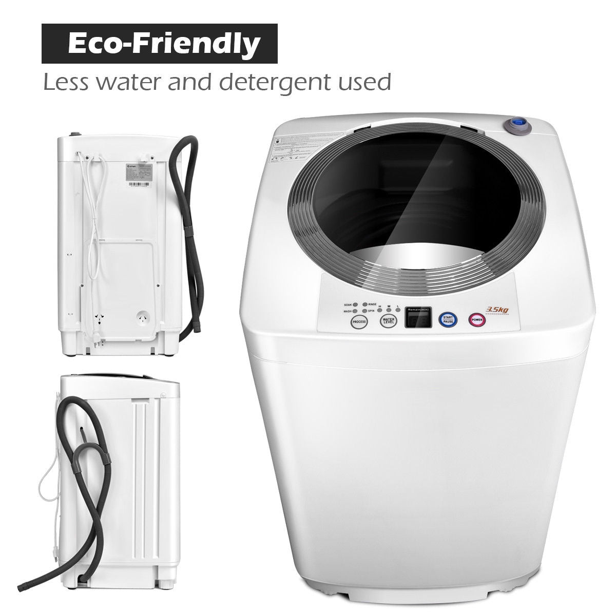 CostWay Portable 7.7 lbs Automatic Laundry Washing Machine with Drain Pump